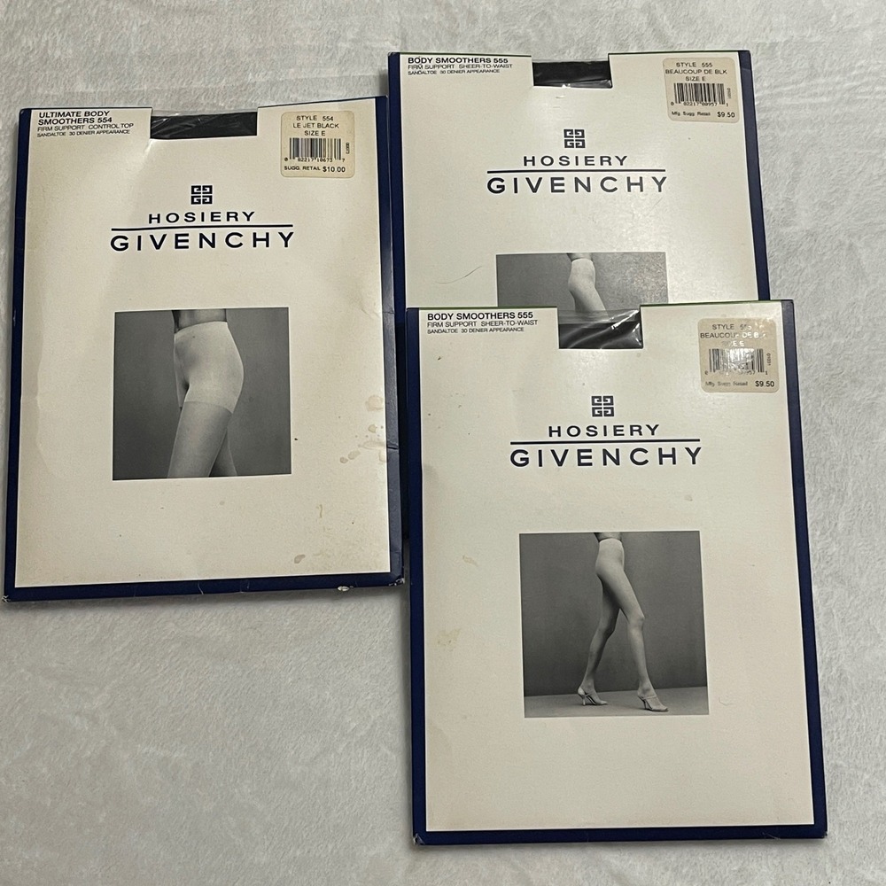 Givenchy Hosiery Bundle 3pk Body Smoothers 554 555 Black‎ Size E Vintage 1999